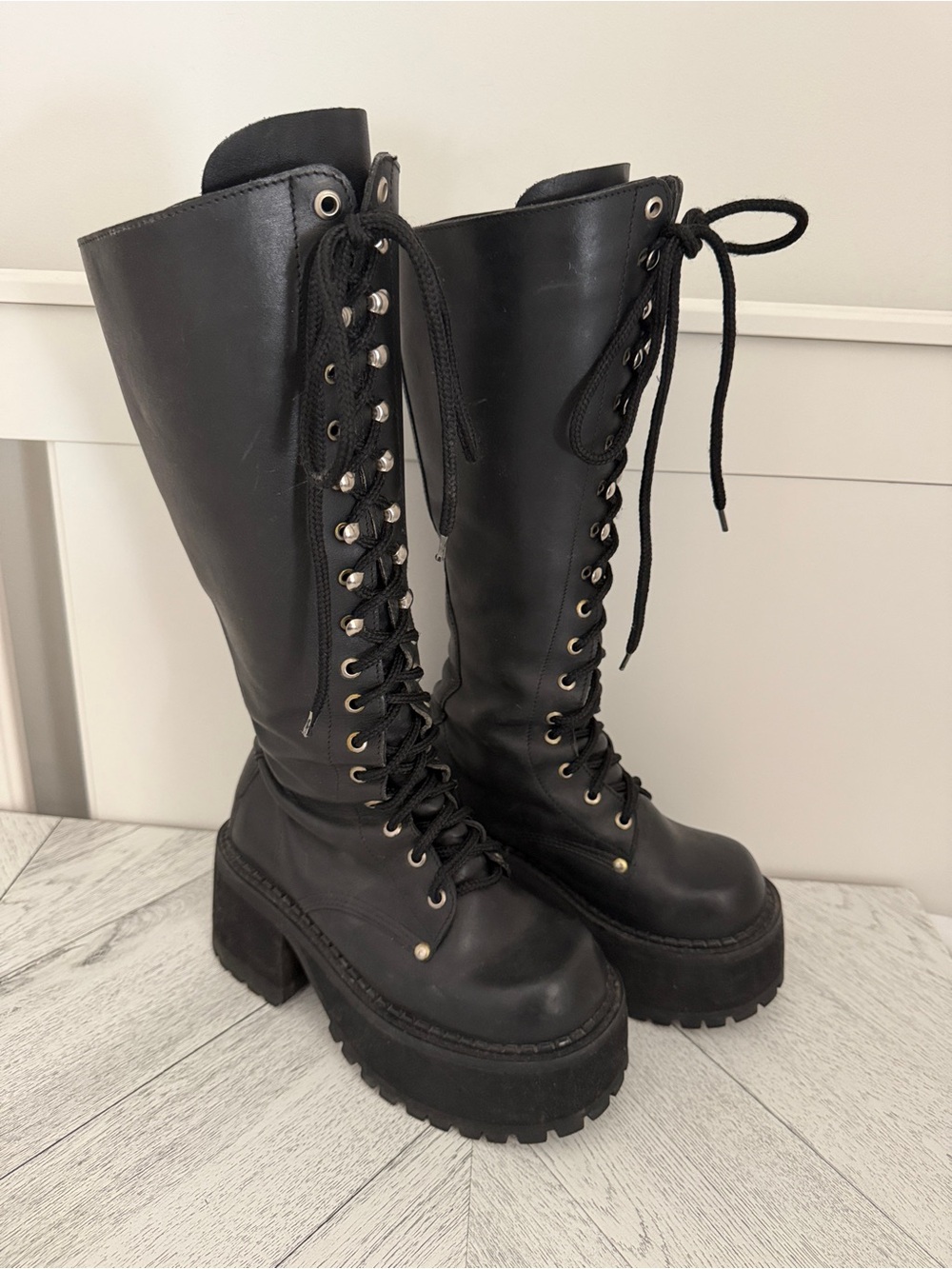 Bed Stu | Platform Black Goth Stompers - Size 6